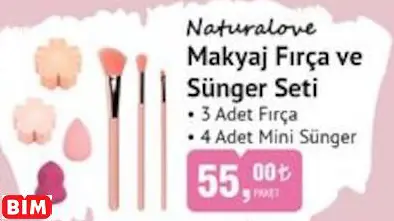 NATURALOVE MAKYAJ FIRÇA VE  SÜNGER SETİ
